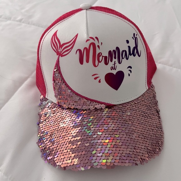 Pink and White Mermaid at Heart Sequin Cap. NWOT - Picture 1 of 4